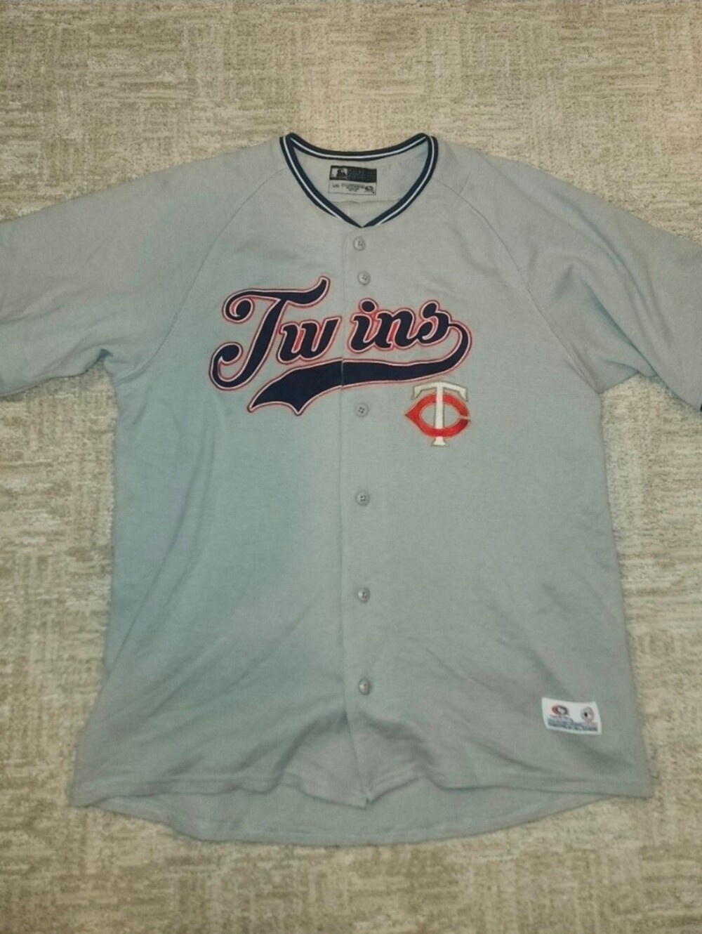 Minnesota Twins Blank Gray Embroidered Jersey Mens Size Large New Condition